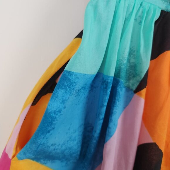 New York & Company Size M Multicolor Tie Back Cotton Dress with Pockets - Picture 5 of 12